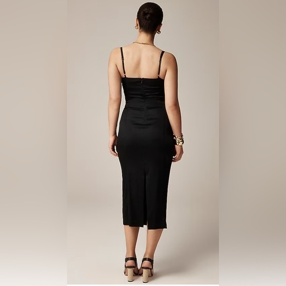NWT J Crew Collection Fitted MIDI Dress in Stretch Satin - Black- Size 20 - Picture 2 of 7
